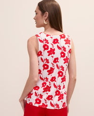 Ann Taylor Bright Cherry Floral Mixed Media Tank Top