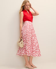 Ann Taylor White Eyelet Full Midi Skirt