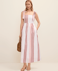 Ann Taylor Terra Toscana Weekend Striped Tie Strap Midi Dress