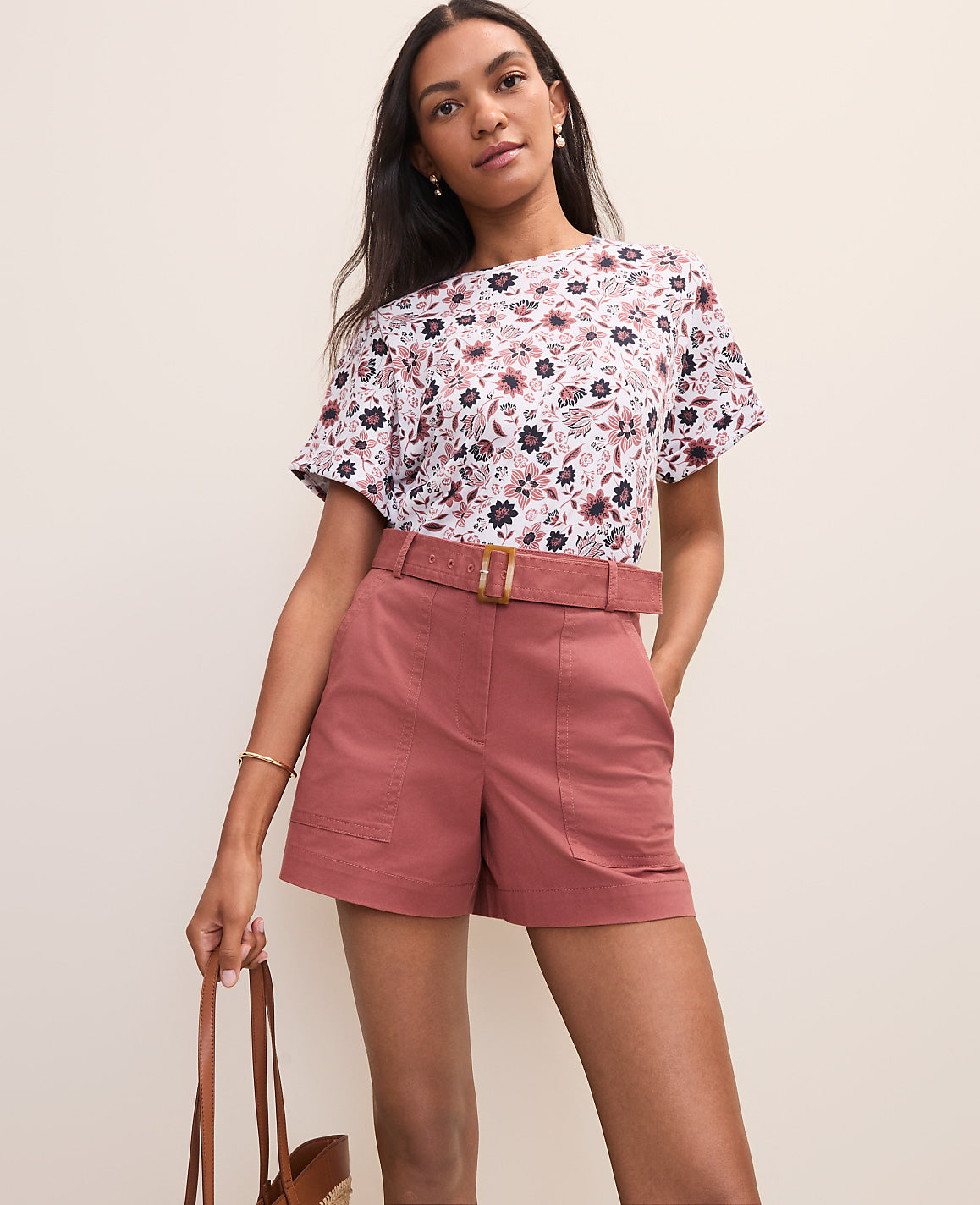 Ann Taylor Night Sky Weekend Floral Crew Neck Top