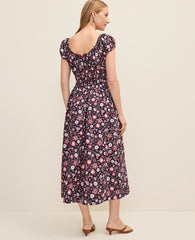 Ann Taylor Night Sky B Weekend Floral Smocked Midi Dress