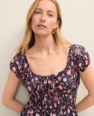 Ann Taylor Night Sky B Weekend Floral Smocked Midi Dress