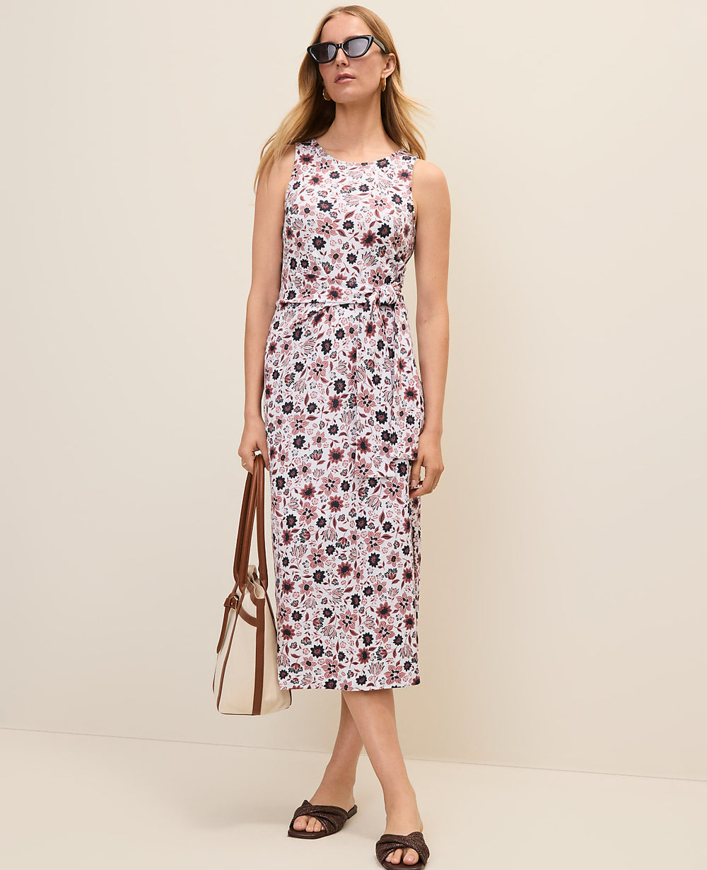 Ann Taylor Night Sky Weekend Floral Tie Waist Sheath Dress