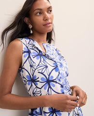 Ann Taylor Pure Ink Paisley Belted Flare Dress