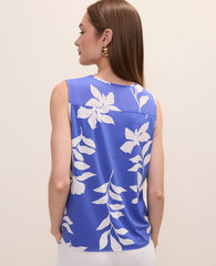 Ann Taylor Dream Blue Floral Mixed Media Top