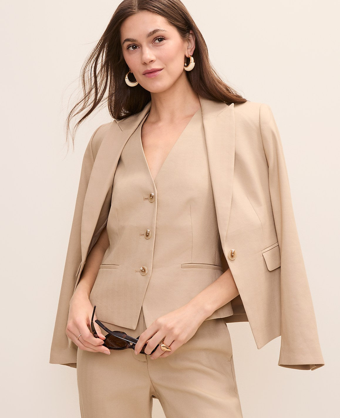 Ann Taylor Cool Sesame The Cutaway Vest in Linen Blend