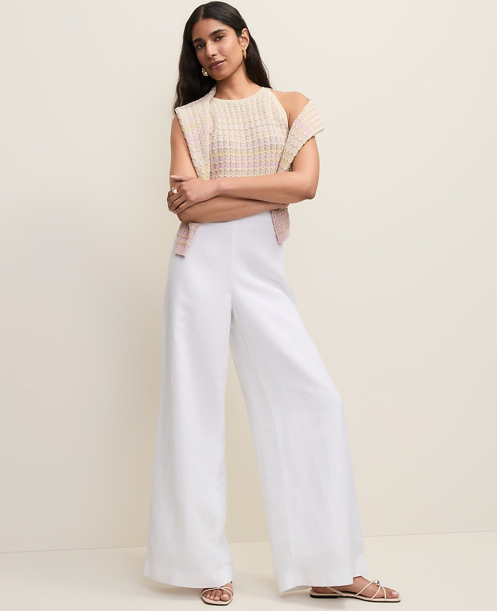 Ann Taylor White The Statement Palazzo Pant in Linen Blend