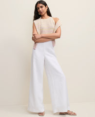 Ann Taylor White The Statement Palazzo Pant in Linen Blend