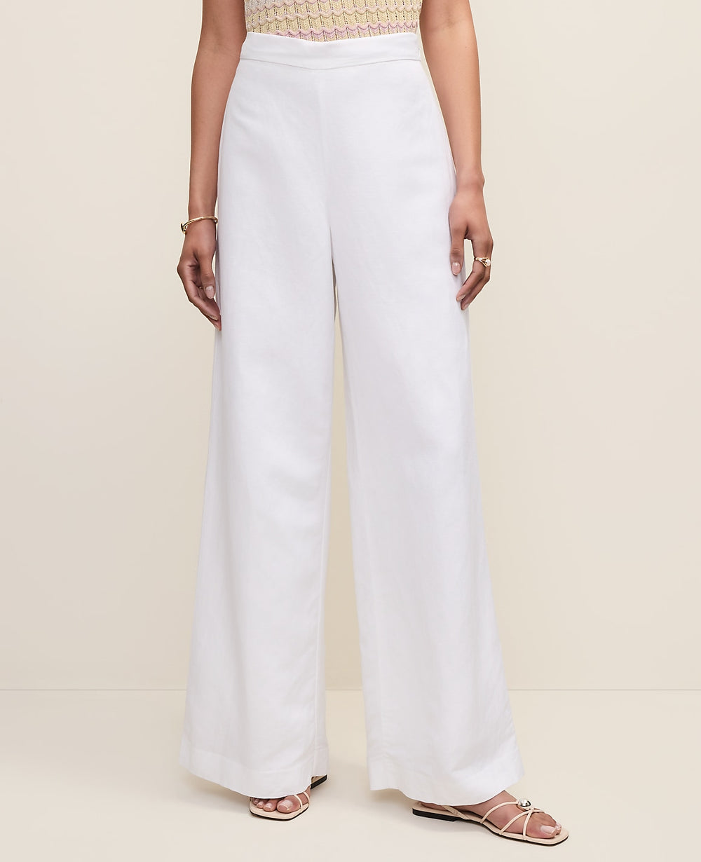 Ann Taylor White The Statement Palazzo Pant in Linen Blend