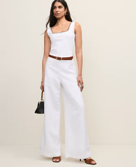 Ann Taylor White The Statement Palazzo Pant in Linen Blend