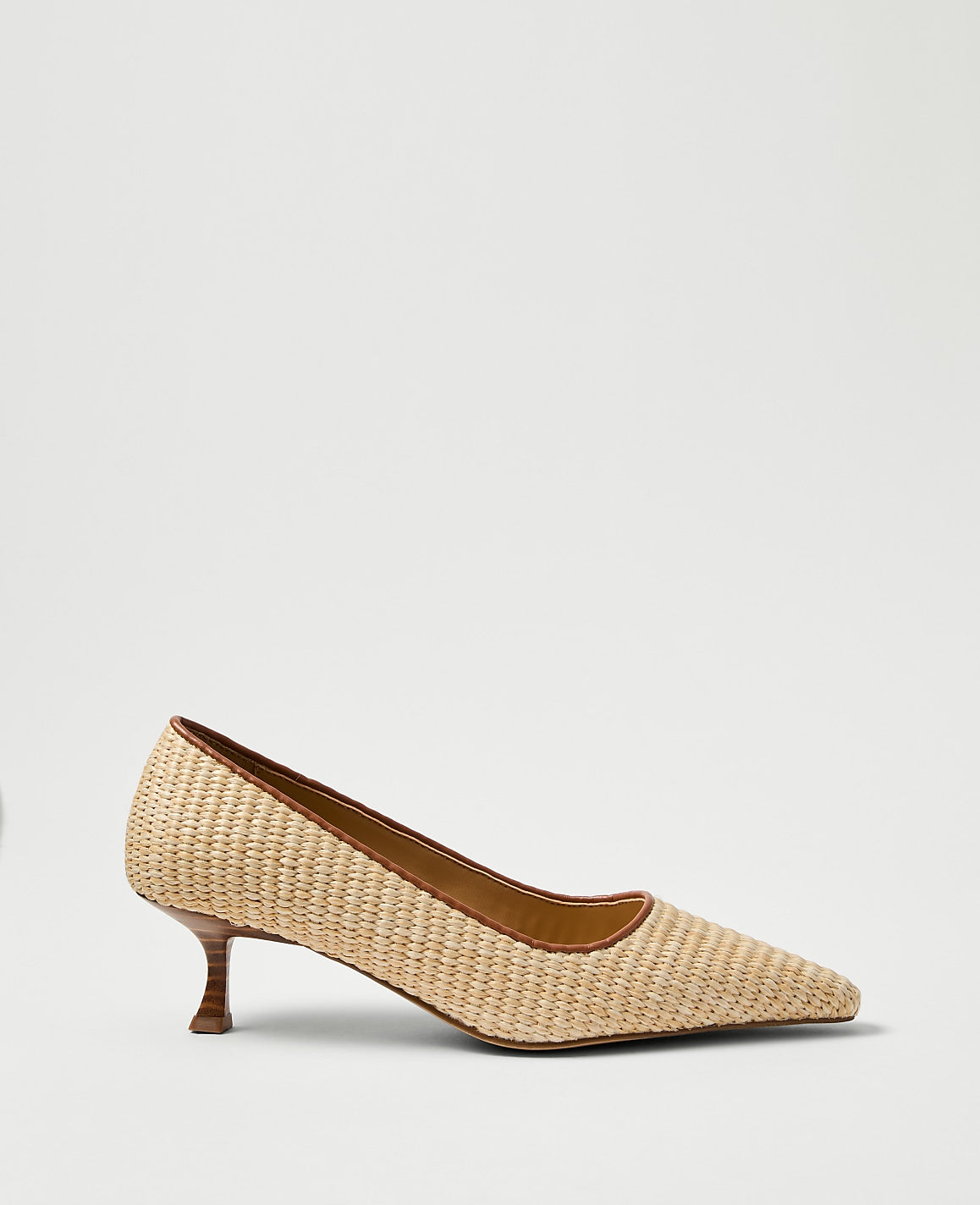 Ann Taylor Natural Tan Straw Nip Toe Kitten Heel Pump
