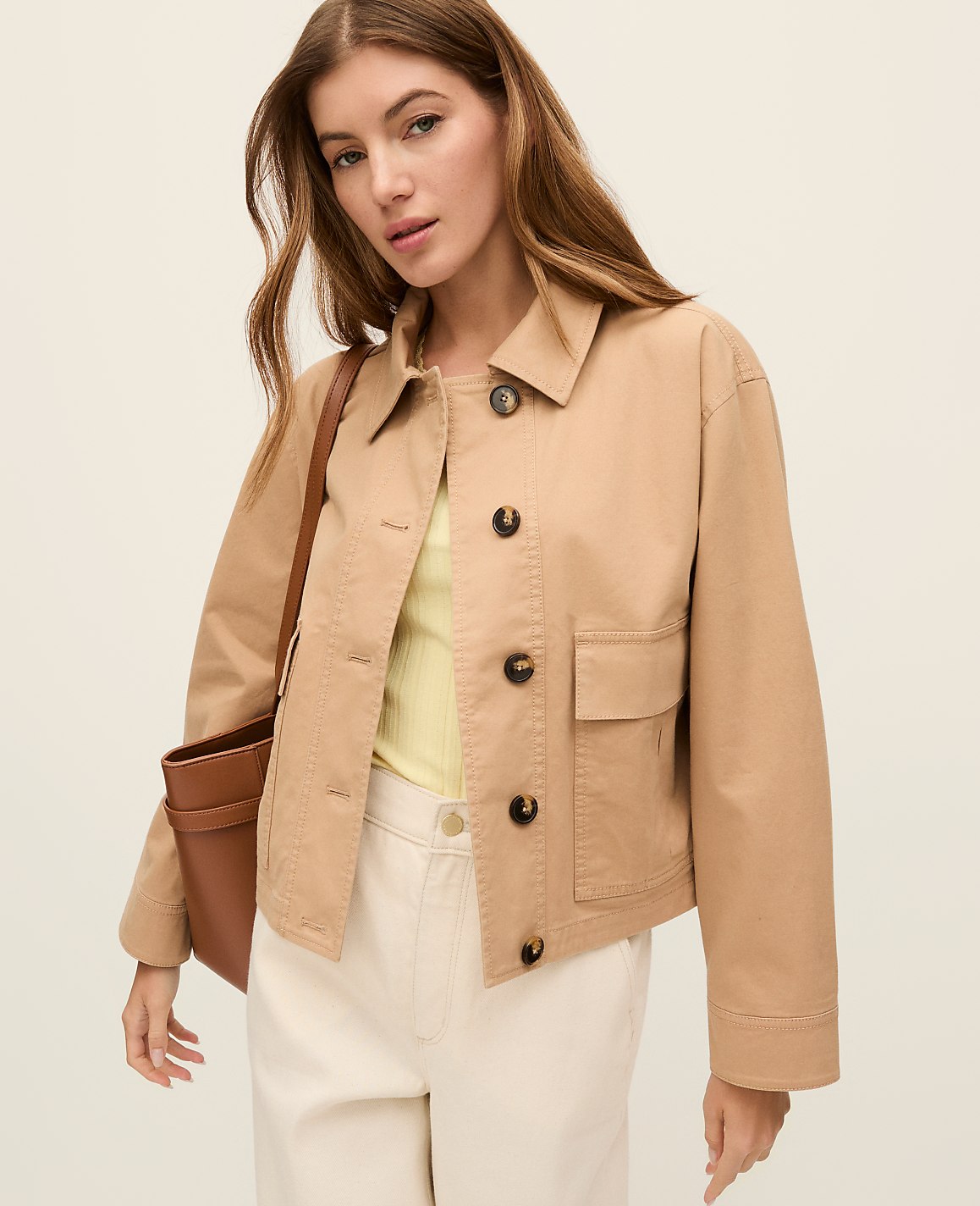 Ann Taylor Cafe Au Lait Weekend Shirt Jacket