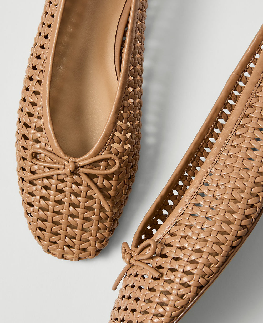 Ann Taylor Desert Sand Weekend Woven Bow Ballet Flat