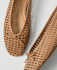 Ann Taylor Desert Sand Weekend Woven Bow Ballet Flat