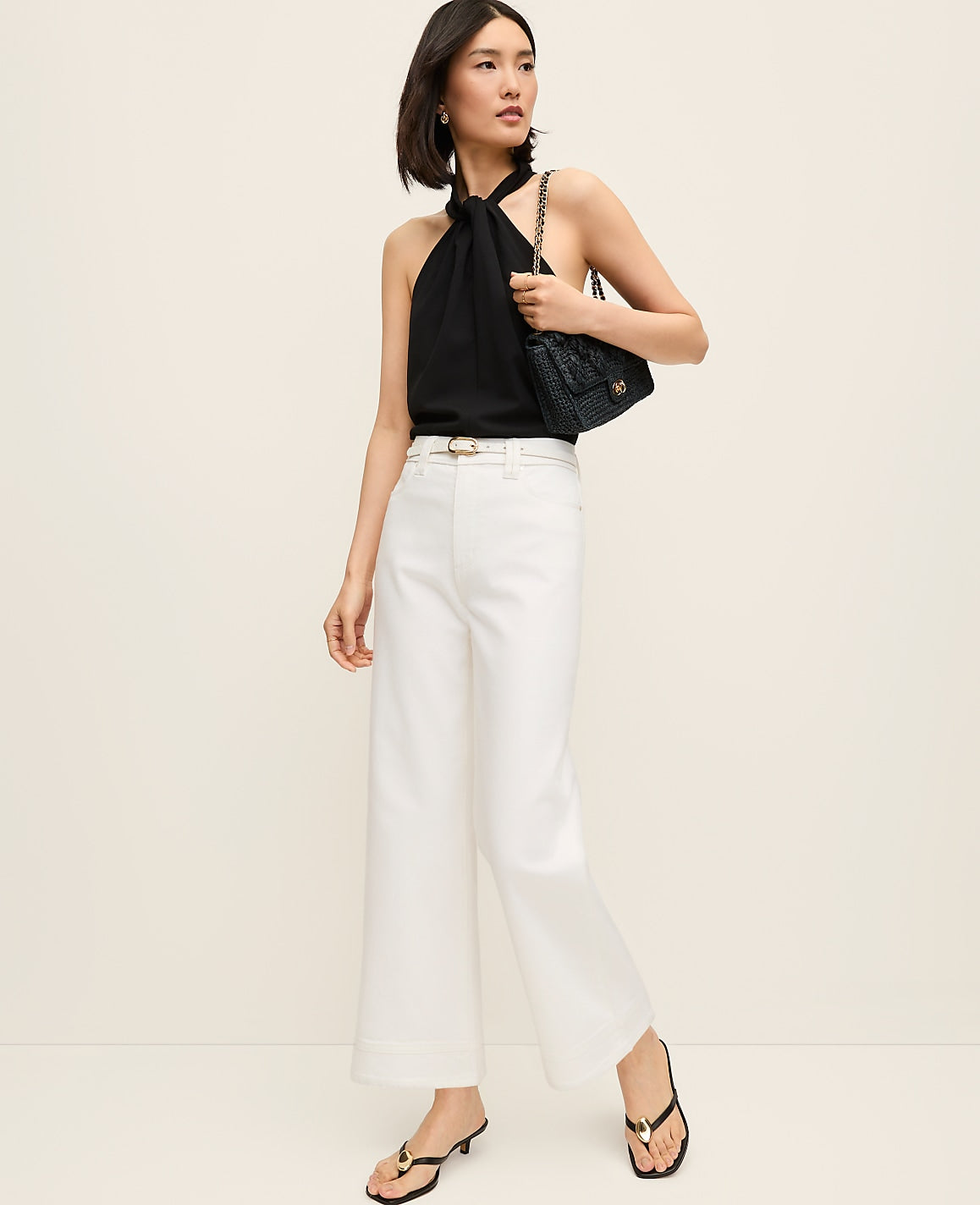 Ann Taylor White The Wide-Leg Crop Jean
