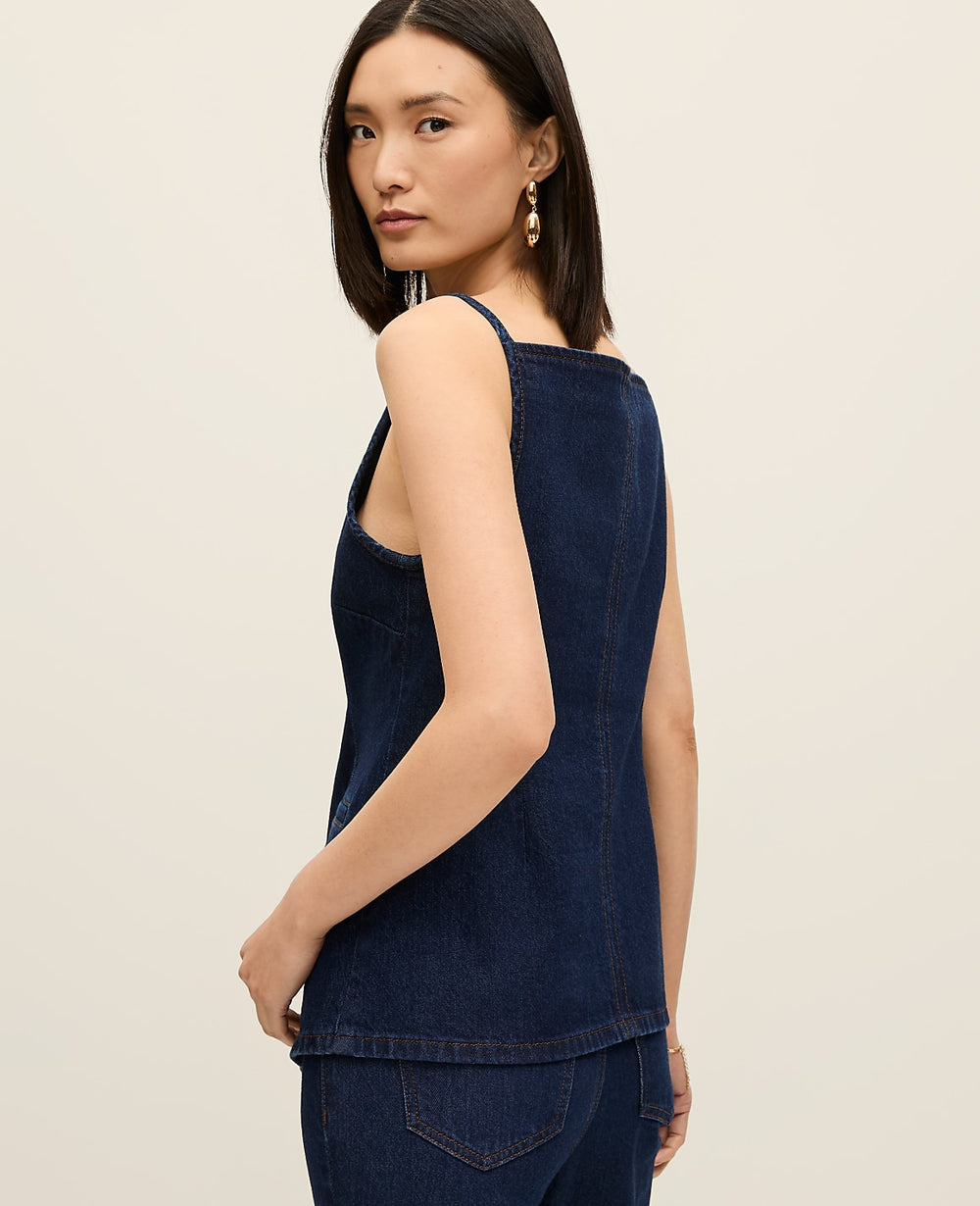 Ann Taylor Classic Rinse Wash Strappy Denim Vest Top