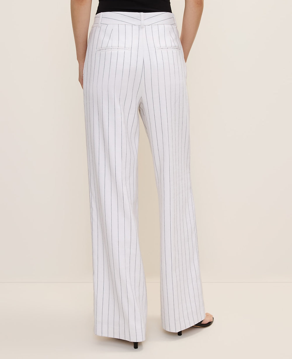 Ann Taylor White The Pinstripe Wide-Leg Pant in Linen Blend