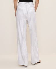 Ann Taylor White The Pinstripe Wide-Leg Pant in Linen Blend