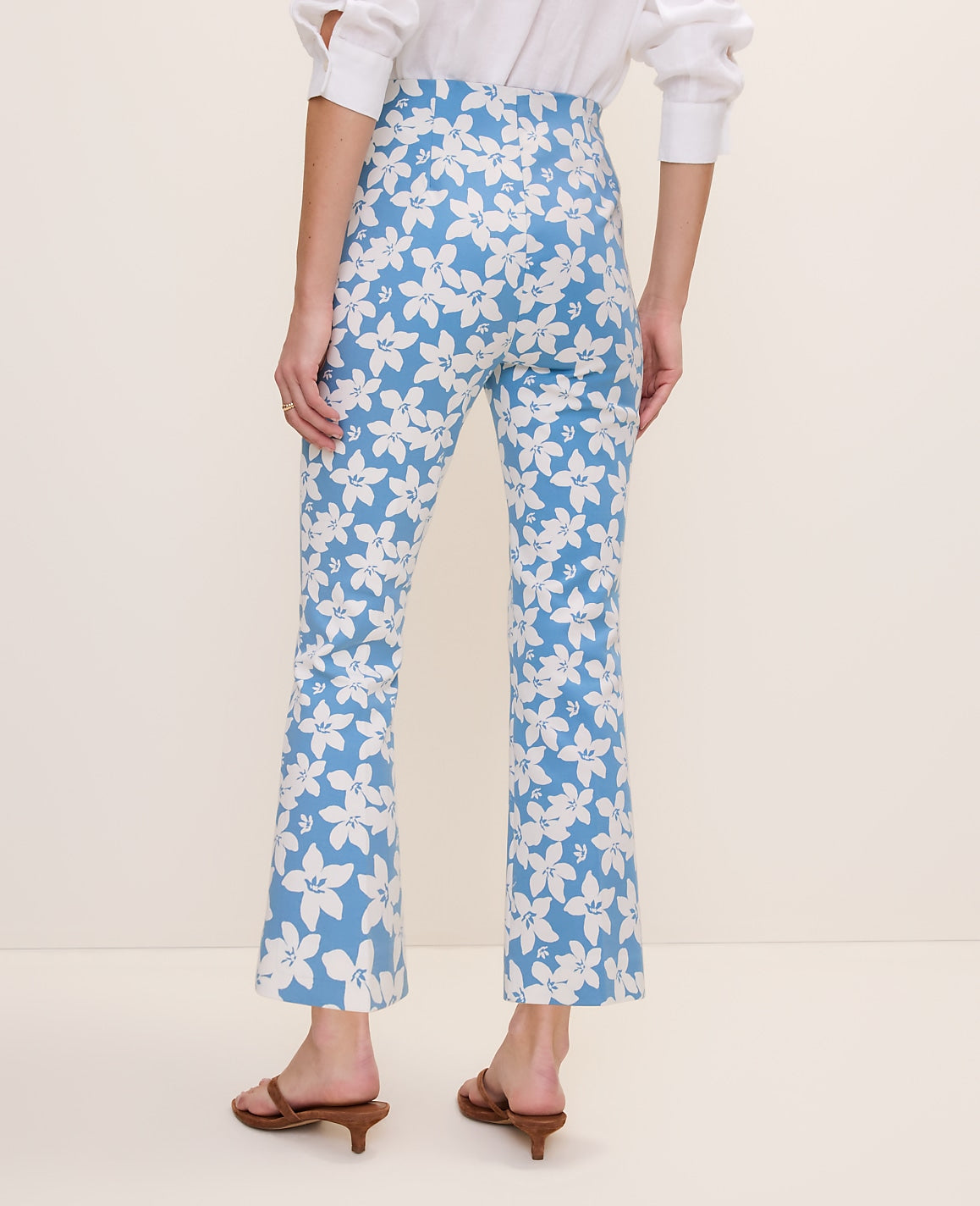 Ann Taylor Sea Haze B The Flare Ankle Pant in Floral Print