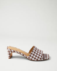 Ann Taylor Ivory Gingham Heel Mule