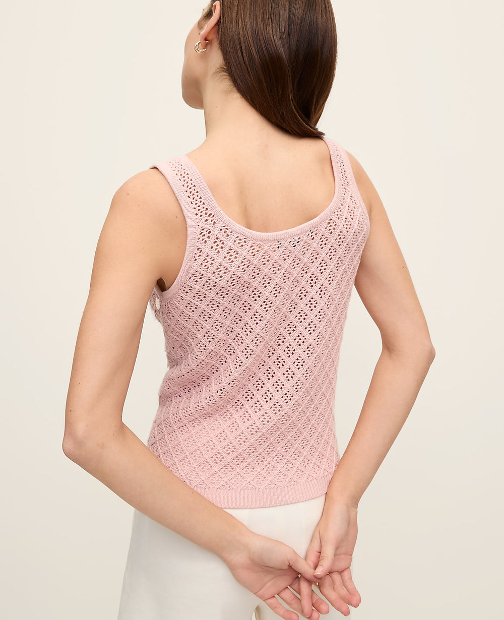 Ann Taylor Rose Veil Sequin Pointelle Sweater Tank Top