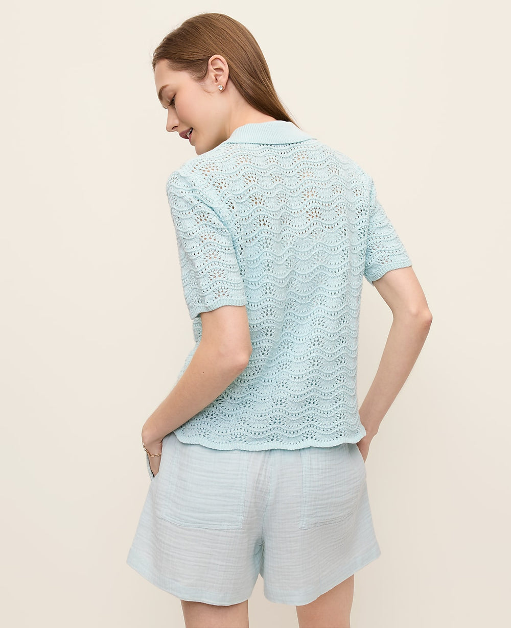 Ann Taylor Mountain Air Pointelle Short Sleeve Cardigan