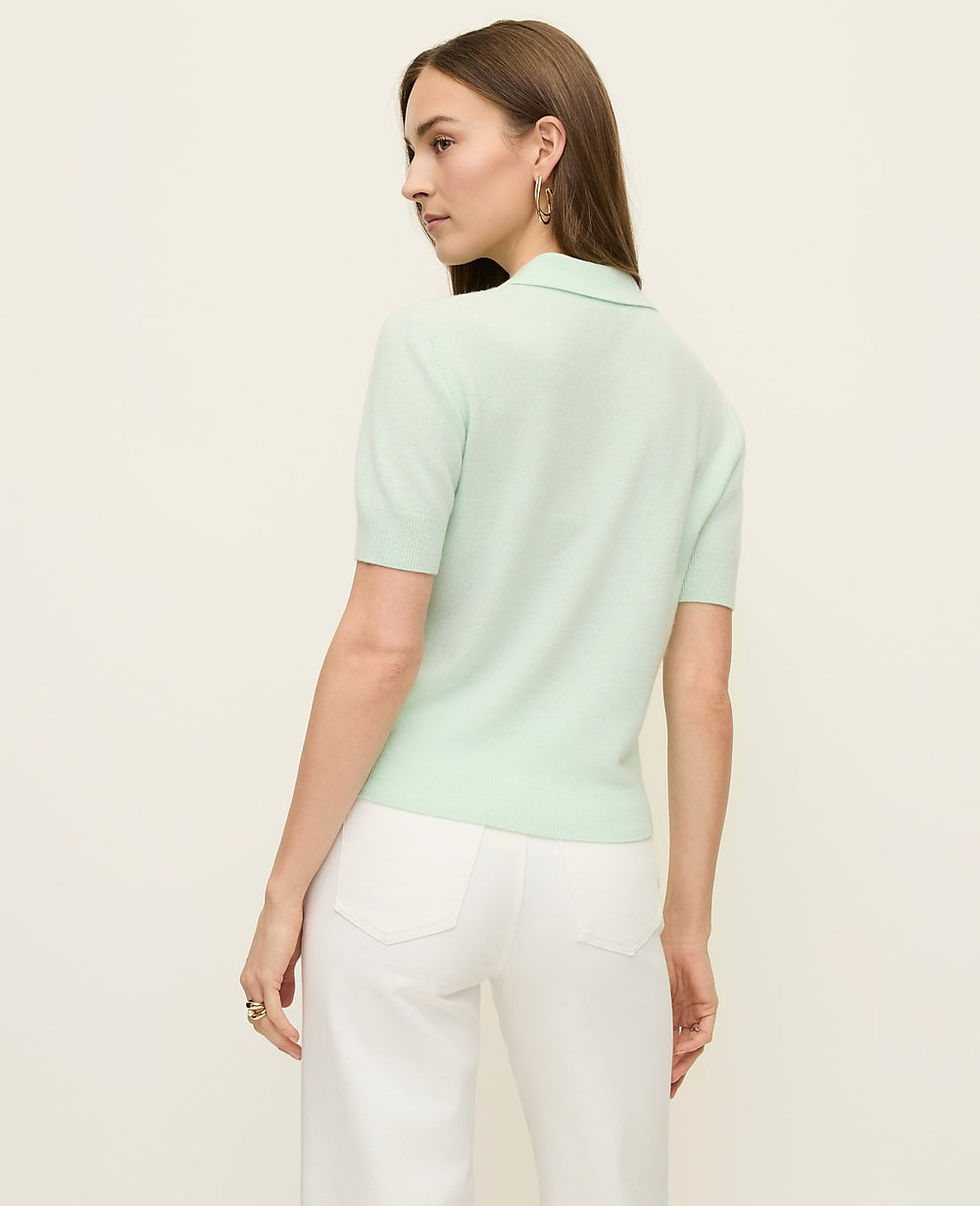 Ann Taylor Pale Aqua Cashmere Polo Sweater