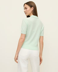 Ann Taylor Pale Aqua Cashmere Polo Sweater