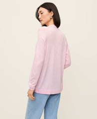 Ann Taylor Corsage Pink Lightweight Open Cardigan