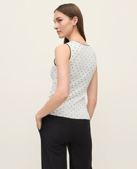 Ann Taylor Winter White Polka Dot Knit Shell