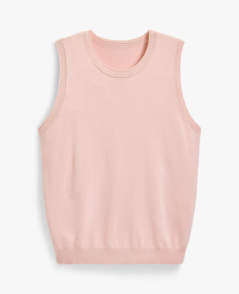 Ann Taylor Pink Dust Pointelle Trim Sweater Shell