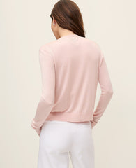 Ann Taylor Pink Dust Pointelle Trim Cardigan