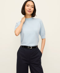 Ann Taylor Cashmere Blue Mock Neck Sweater Tee
