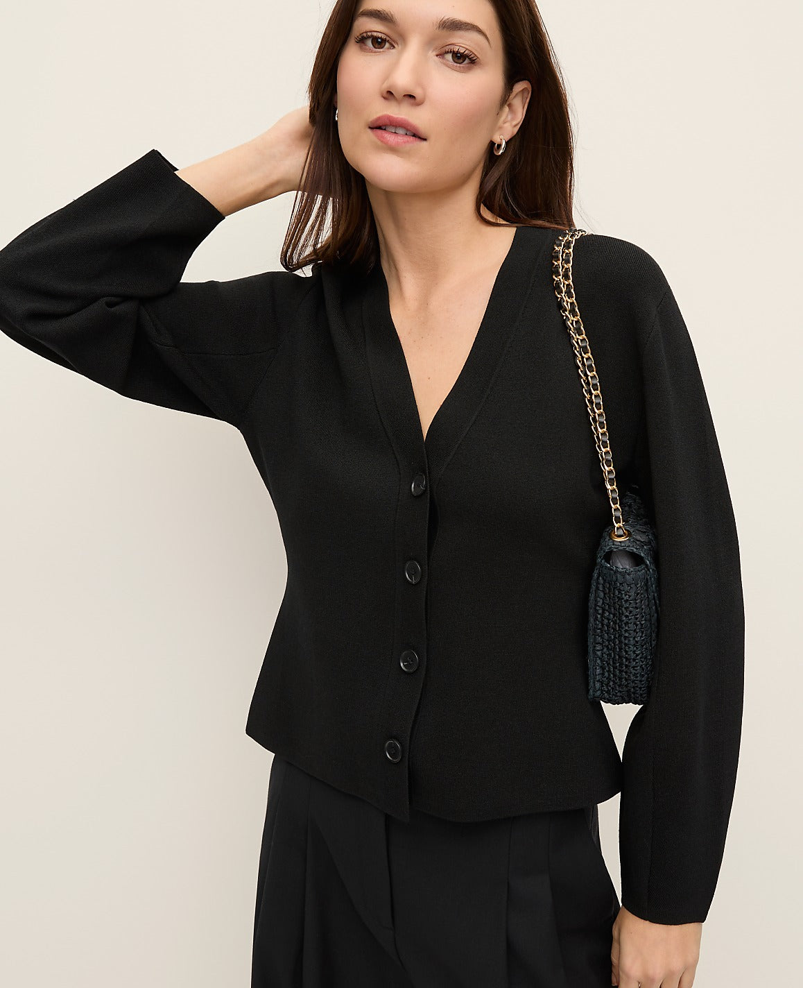 Ann Taylor Black V-Neck Cardigan