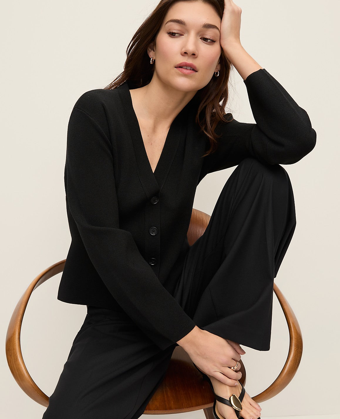 Ann Taylor Black V-Neck Cardigan