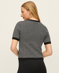 Ann Taylor Black/White Multi Geo Stitch Cardigan