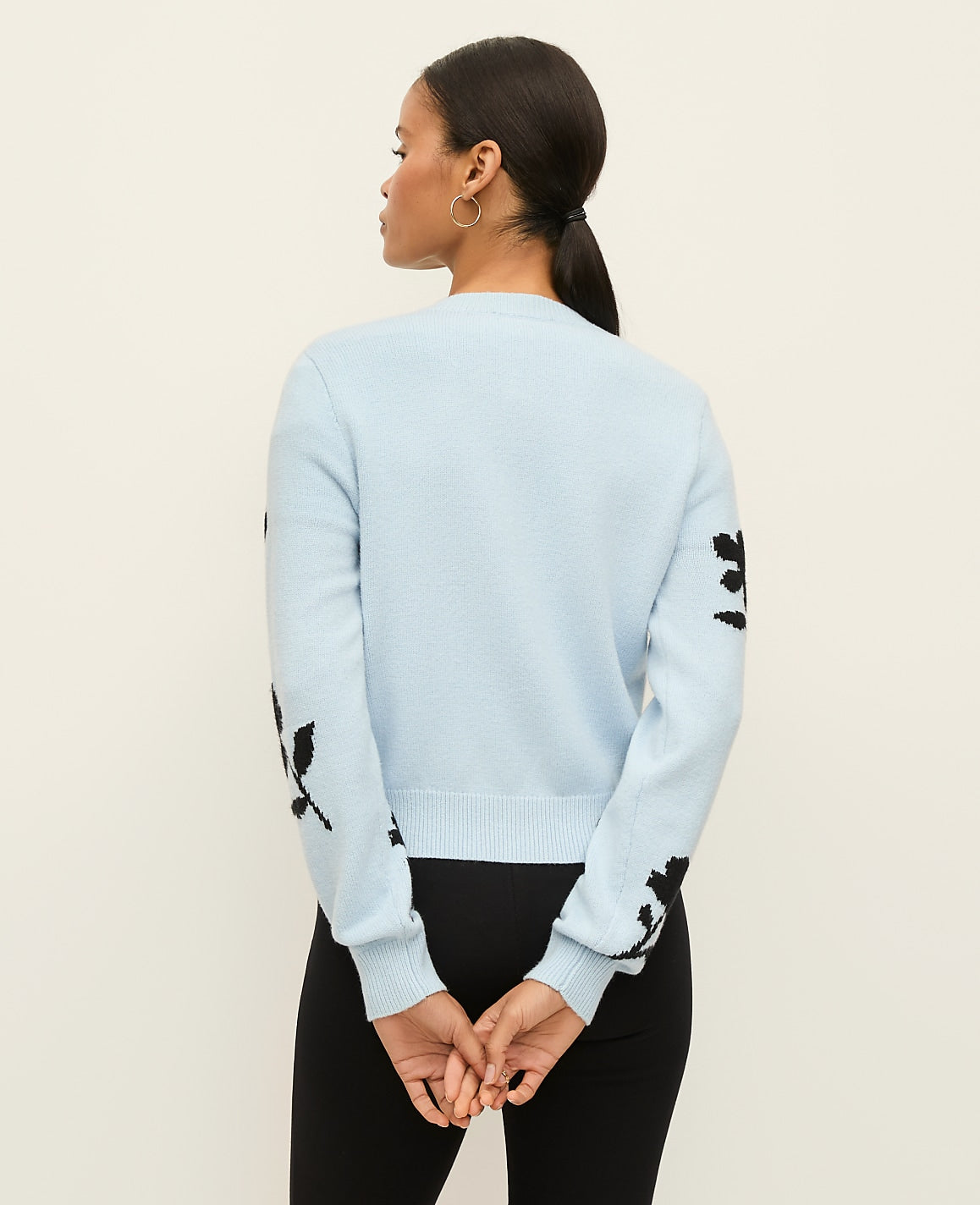 Ann Taylor Cashmere Blue Floral Jacquard Cardigan