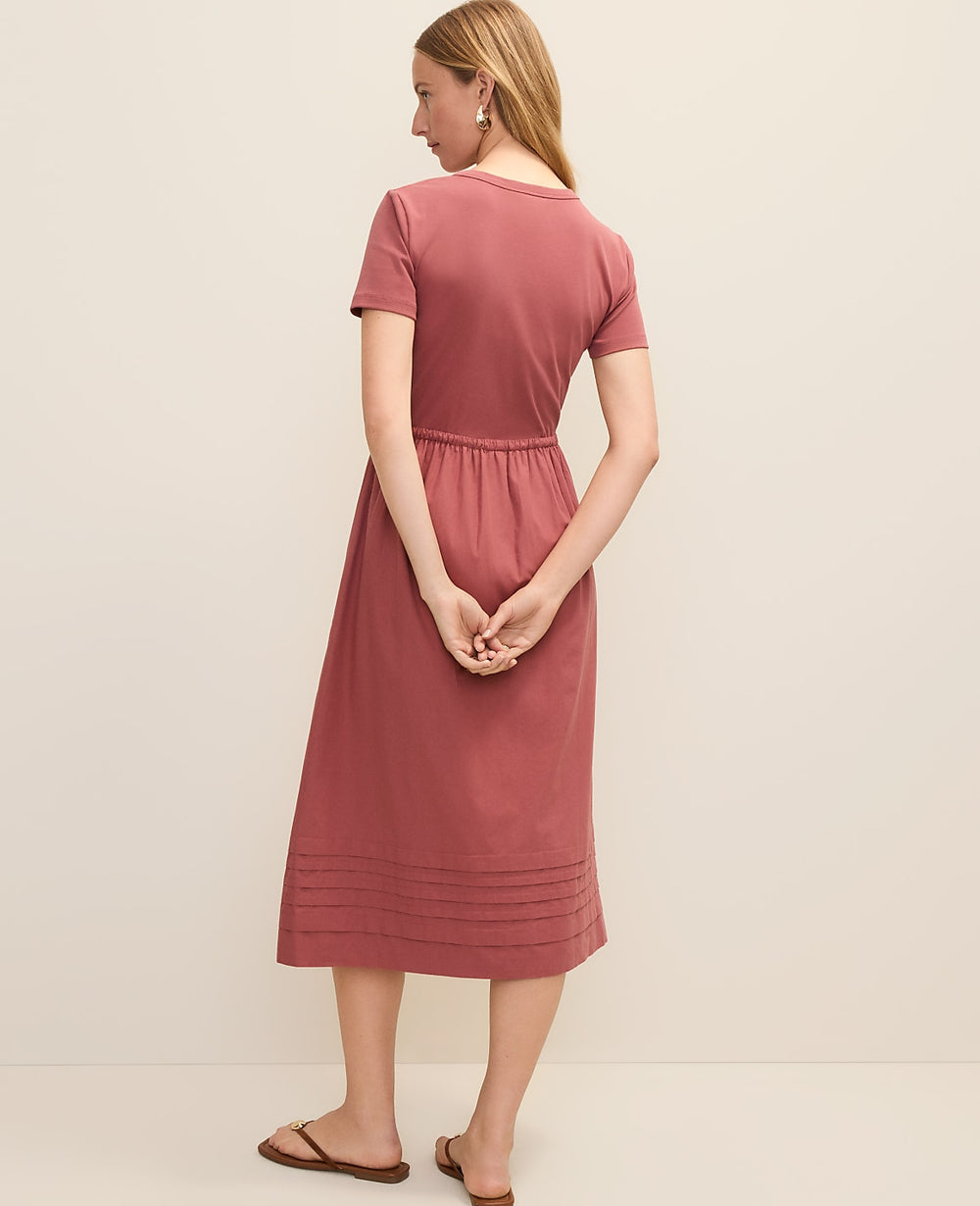 Ann Taylor Terra Toscana Weekend Mixed Media Crew Neck Midi Dress
