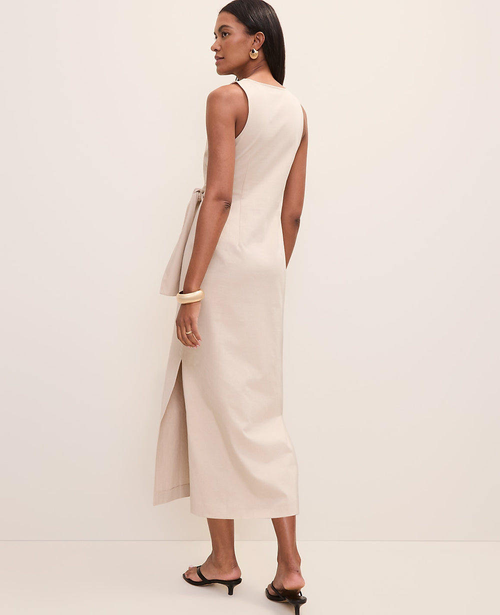 Ann Taylor Sail Cloth Weekend Tie Waist Midi Dress