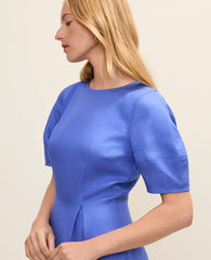 Ann Taylor Dream Blue Crew Neck Flare Midi Dress