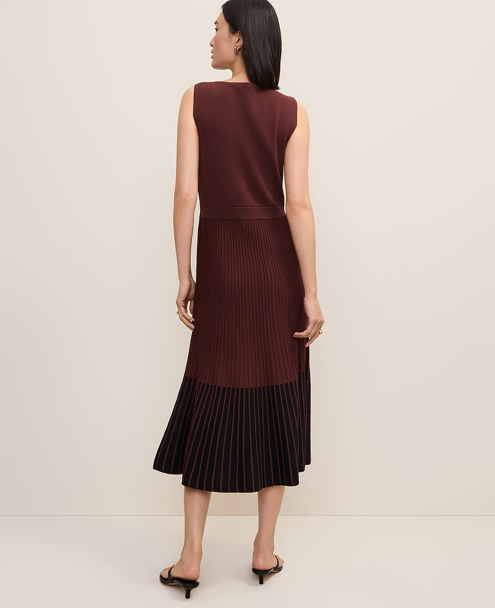 Ann Taylor Rich Walnut Colorblock Midi Sweater Dress