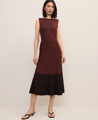 Ann Taylor Rich Walnut Colorblock Midi Sweater Dress