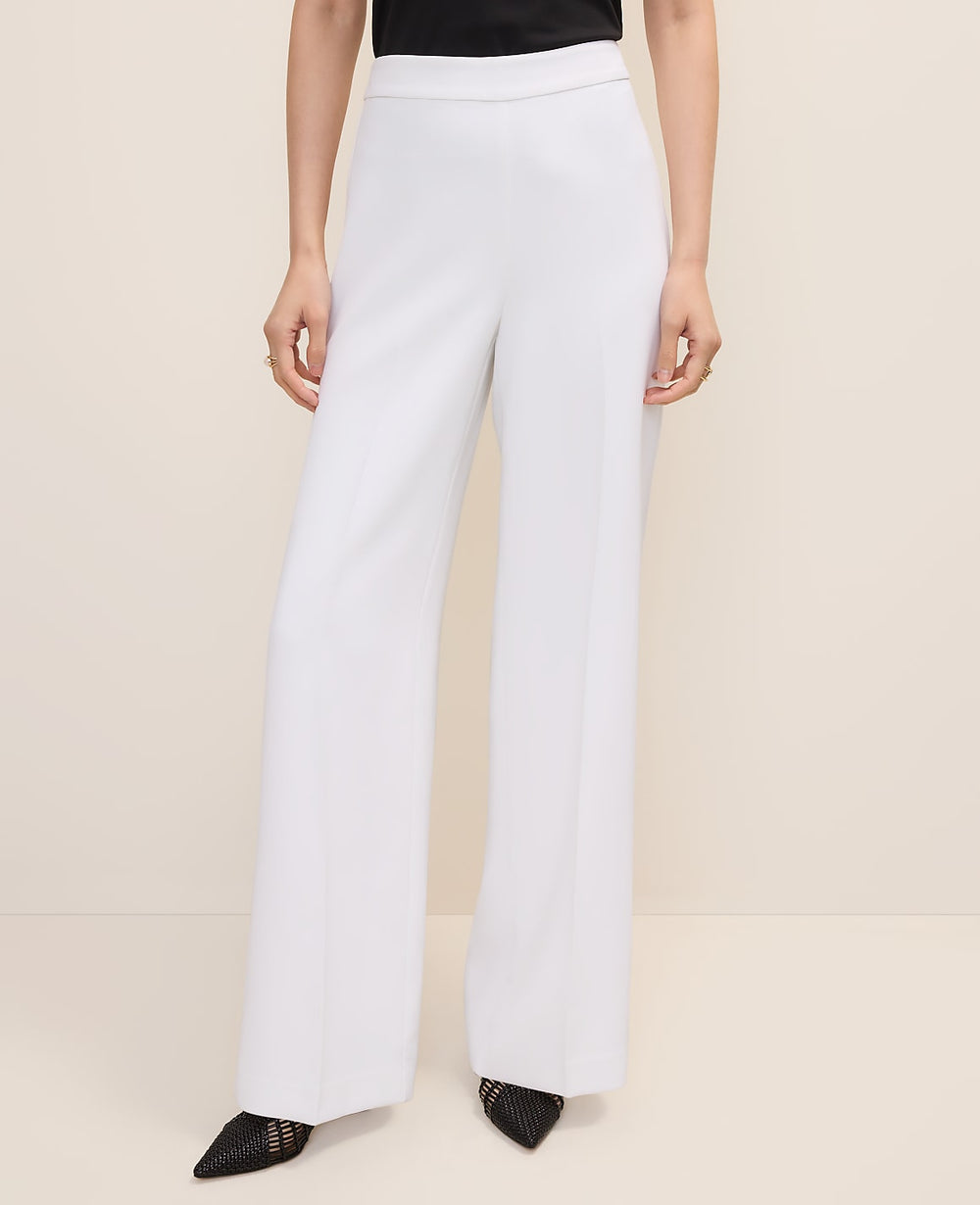 Ann Taylor White The Side Zip Wide-Leg Pant in Fluid Crepe