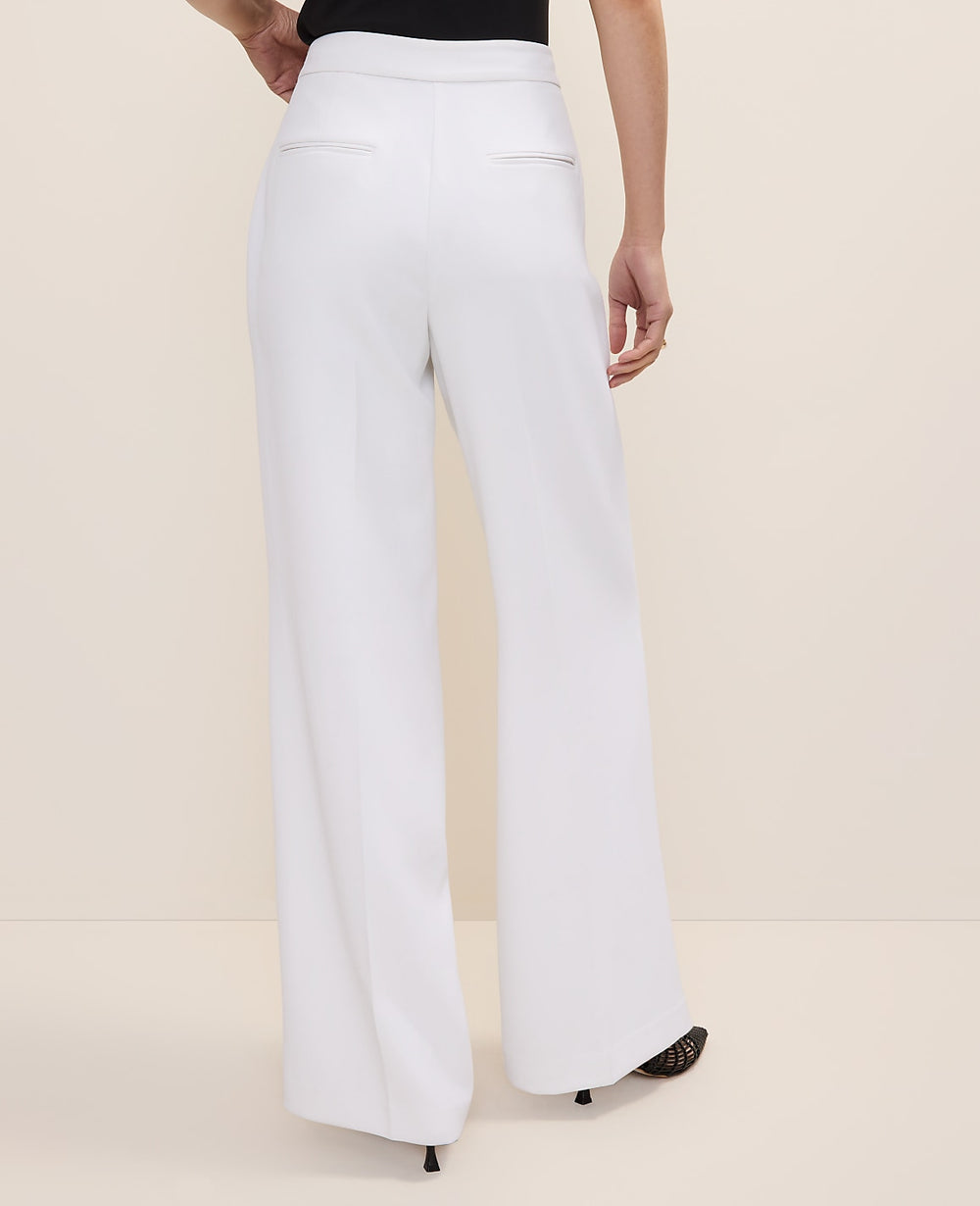 Ann Taylor White The Side Zip Wide-Leg Pant in Fluid Crepe