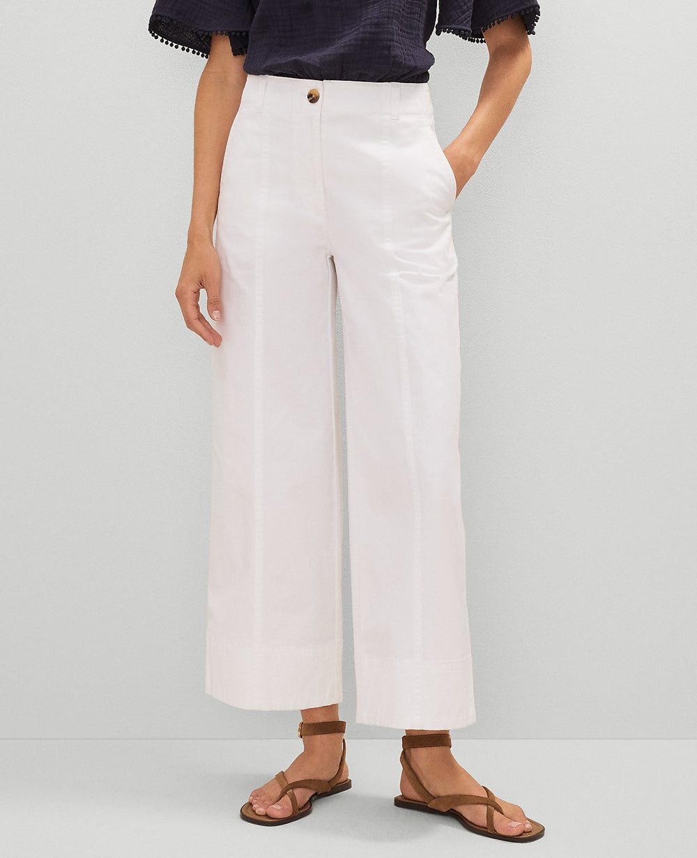 Ann Taylor White Weekend Wide-Leg Ankle Pant