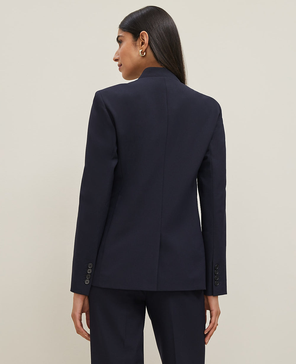Ann Taylor Deep Navy Sky The Collarless Blazer in Seasonless Stretch