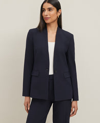 Ann Taylor Deep Navy Sky The Collarless Blazer in Seasonless Stretch