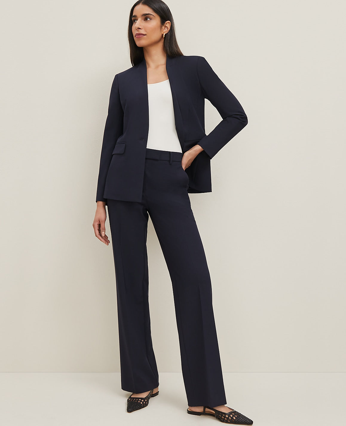 Ann Taylor Deep Navy Sky The Trouser in Seasonless Stretch