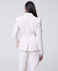 Ann Taylor Ivory Whisper The Belted Blazer in Fluid Crepe