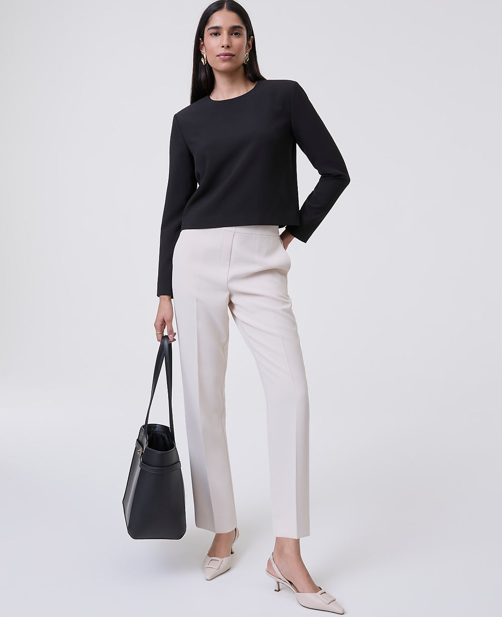 Ann Taylor Ivory Whisper The Relaxed Ankle Pant in Fluid Crepe